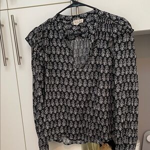 Black & White Printed Long-Sleeve Blouse